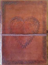 5" x 7" Heart leather blank book w/cord