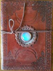 5" x 7" Triple Moon with Stone Embossed leather w/ cord