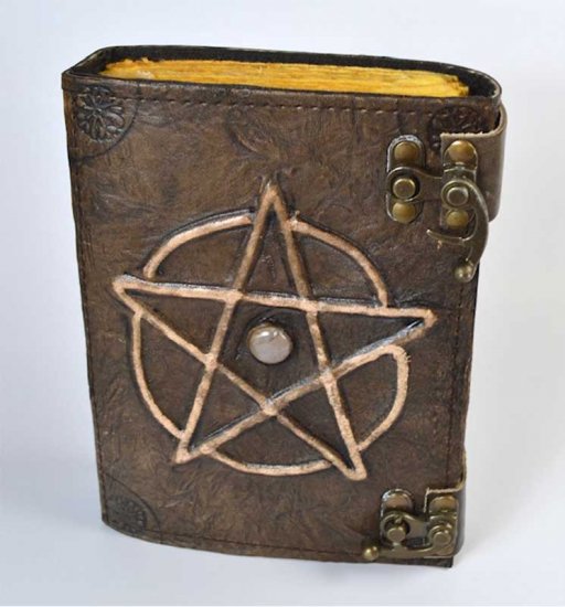 Pentagram W stone aged looking paper leather w/ latch