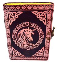 Pink Unicorn Journal aged looking paper leather w/ latch