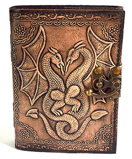 Double Dragon aged looking paper leather w/ latch - Click Image to Close