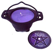 Lavender candle in cauldron