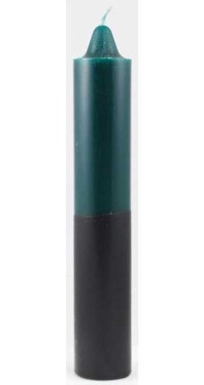 9" Green/ Black pillar candle - Click Image to Close