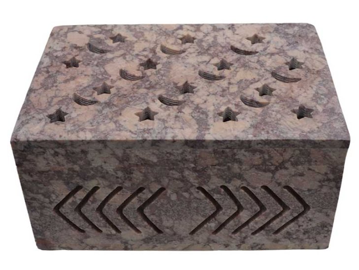 4" x 6" x 3" Star & Moon soapstone box - Click Image to Close