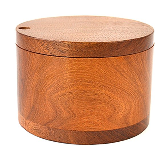 3 3/4" Swivel cover acacia wood box - Click Image to Close