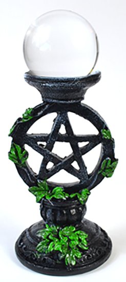 80mm Clear gazing ball with Pentagram Stand