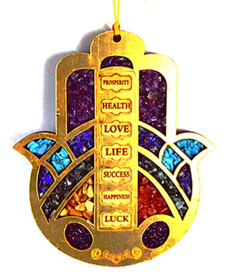 6" Hamsa Hand W Crystals - Click Image to Close