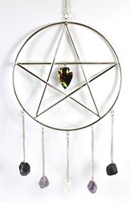 15"x 6" Pentagram with Stones wall hanging