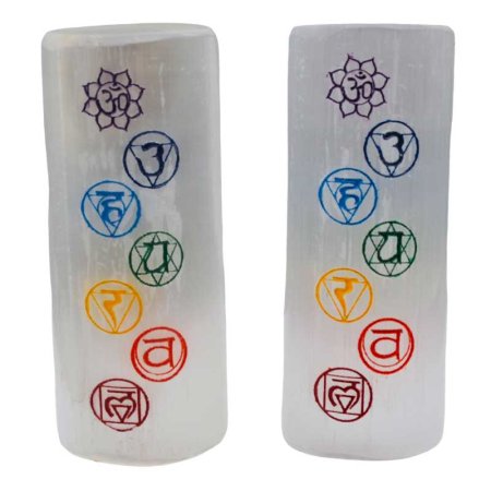 Chakra Selenite harmonizer (set of 2)