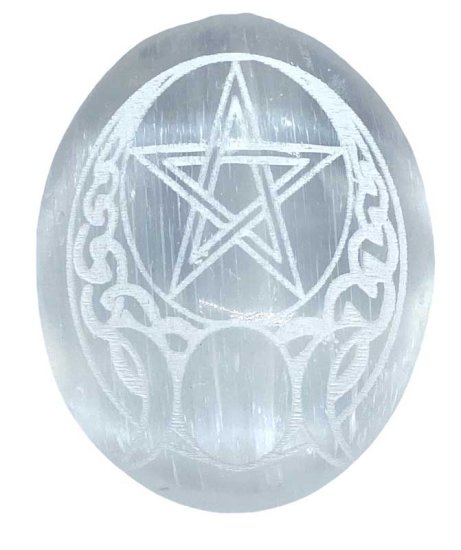 Selenite Celtic Pentagram palm stone