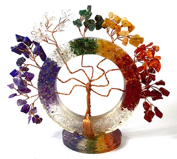 4 1/2\" Circle Tree of Life Chakra gemstone tree