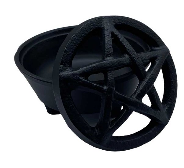 3 1/4\" Pentagram cast iron cauldron
