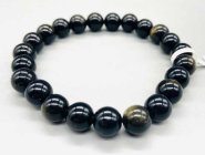 8mm Obsidian, Goldsheen bracelet