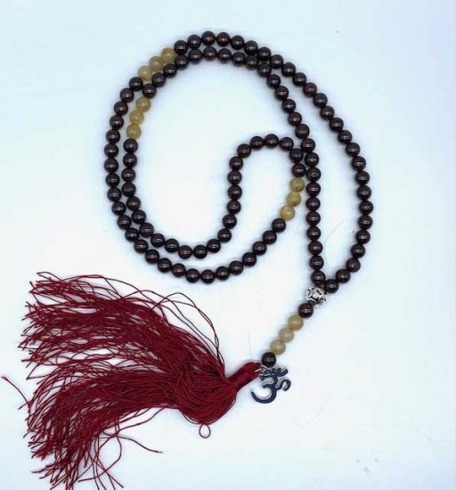 Om, Garnet &Golden Rutile japmala