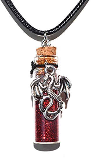 Dragon Red glitter necklace - Click Image to Close