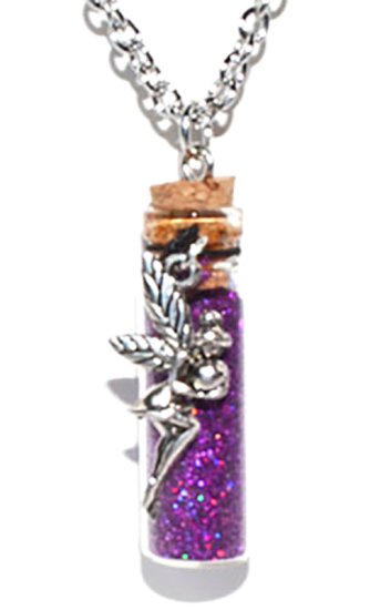 Fairy Purple glitter necklace - Click Image to Close