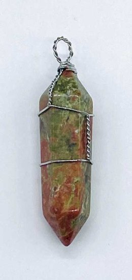 (set of 5) Unakite wire wrapped point - Click Image to Close