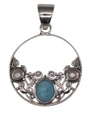 Fresh Water Pearl & Larimar pendant