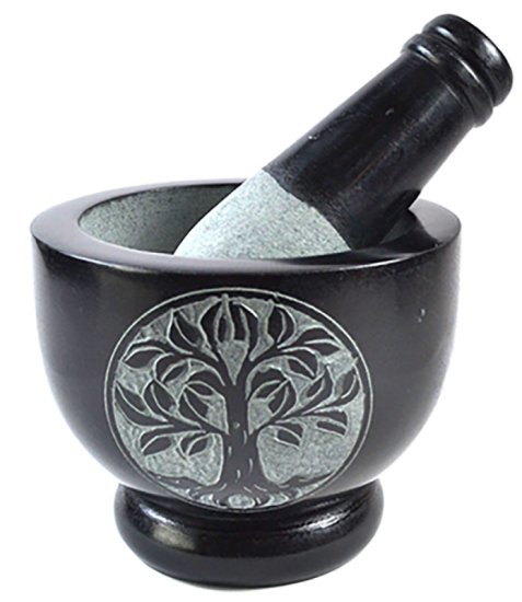 4\" Tree of Life Soapstone mortar & pestle set