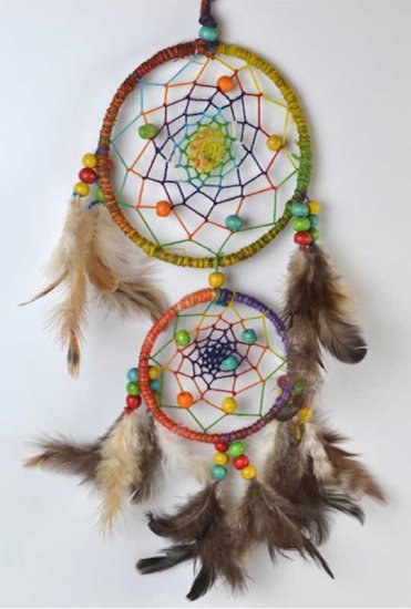 8\" Rainbow double circle dreamcatcher