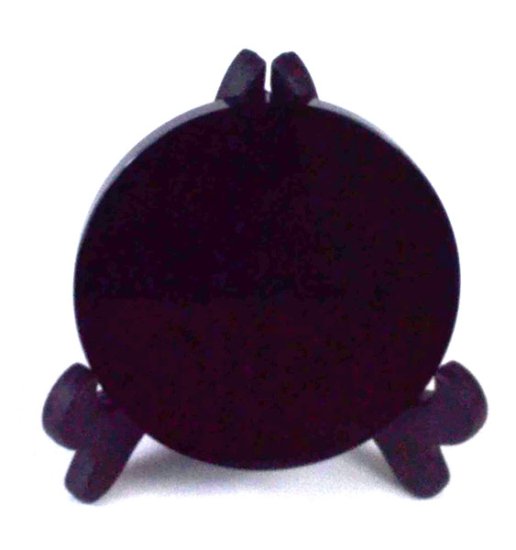 6cm Black Obsidian scrying mirror W/ stand - Click Image to Close