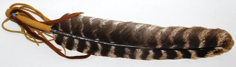 Leather Wrapped smudging feather 12\"