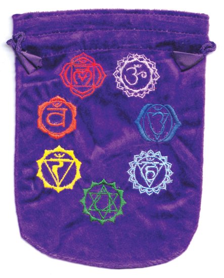 6"x 8" 7 Chakra Purple velveteen bag - Click Image to Close