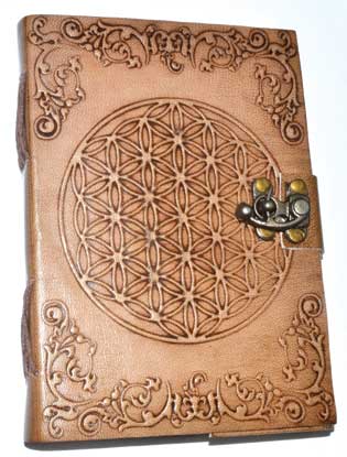 5\" x 7\" Flower of Life Embossed leather w/ latch