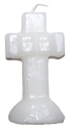 4 1/4\" White Cross candle