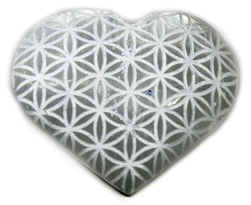 3\" Selenite heart , Flower of Life