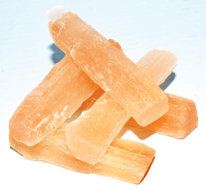 3" Orange Selenite mini sticks 5 pk - Click Image to Close