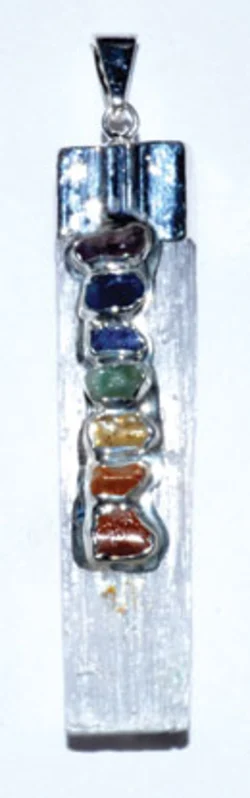 Selenite 7 Chakra rough pendant - Click Image to Close