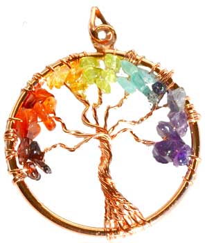 7 Chakra Tree of Life pendant copper