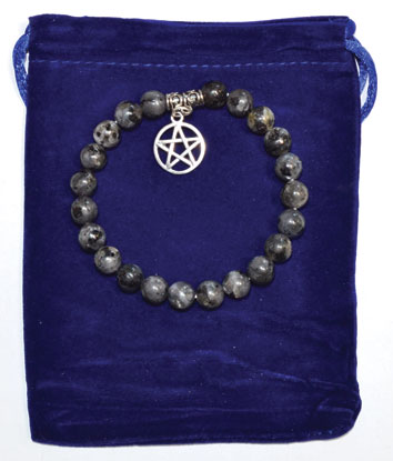 8mm Larvikite & Pentagram bracelet