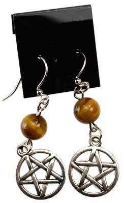 Tiger\'s Eye Pentagram earrings