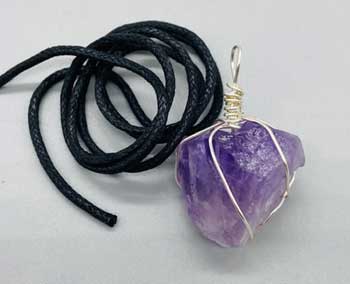 Amethyst wire wrapped pendant