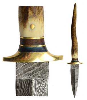 Bone Damascus athame