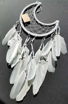 8 1/2\" Half Moon white dream catcher