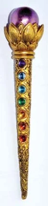 8 1/2" Ball & Chakra Stones wand - Click Image to Close