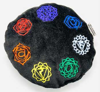 4 1/2" Black Velvet Chakra cushion - Click Image to Close