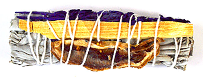 4\" White Sage, Lavender, Palo Santo & Lemon Slice Florida water smudge stick